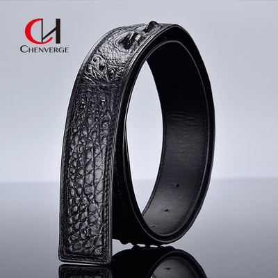 100cm Length Men's Leather Belt Without Lead Authentic Splicing Alligator Bone