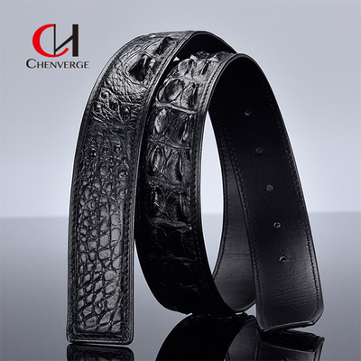 100cm Length Men's Leather Belt Without Lead Authentic Splicing Alligator Bone