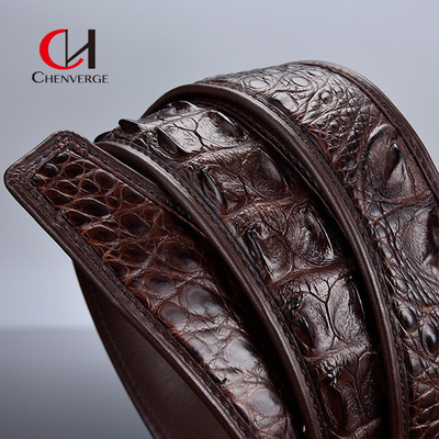 100cm Length Men's Leather Belt Without Lead Authentic Splicing Alligator Bone