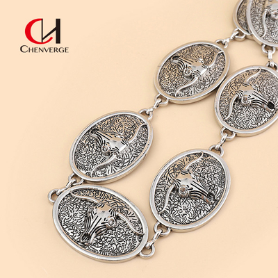 Women'S Stylish Summer Metal Belt Vacation Style Sterling Silver Belt Buckle