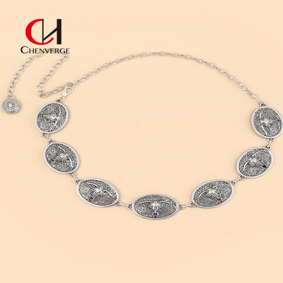 Women'S Stylish Summer Metal Belt Vacation Style Sterling Silver Belt Buckle
