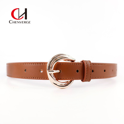 Standard Length Black Women'S Belt Fashion Business Style Gold Belt Buckle