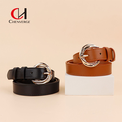 Standard Length Black Women'S Belt Fashion Business Style Gold Belt Buckle