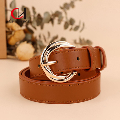 Standard Length Black Women'S Belt Fashion Business Style Gold Belt Buckle