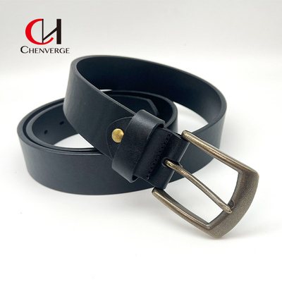 Standard Size Black And Brown Genuine  Leather Belt With Metal Buckle