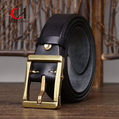 Standard Width Retro Style Genuine Leather Belt  For Men  3 Color