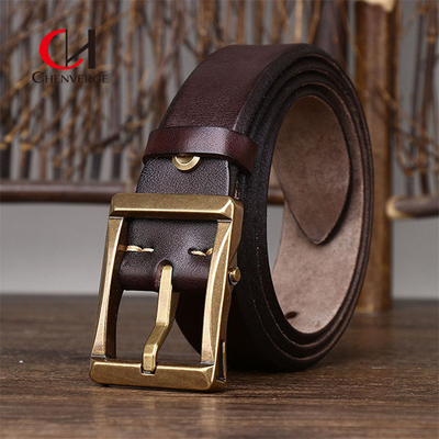 Standard Width Retro Style Genuine Leather Belt  For Men  3 Color