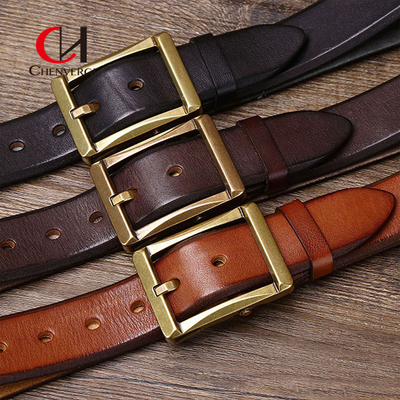 Standard Width Retro Style Genuine Leather Belt  For Men  3 Color