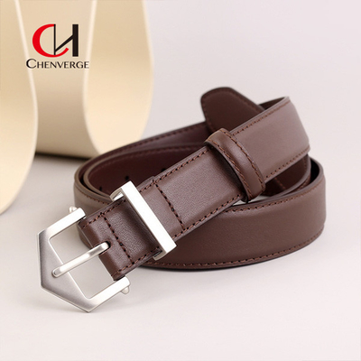 Tiktok Ladies Leather Belt Proposal With PU Material Golden Triangle Buckle
