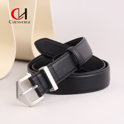 Tiktok Ladies Leather Belt Proposal With PU Material Golden Triangle Buckle