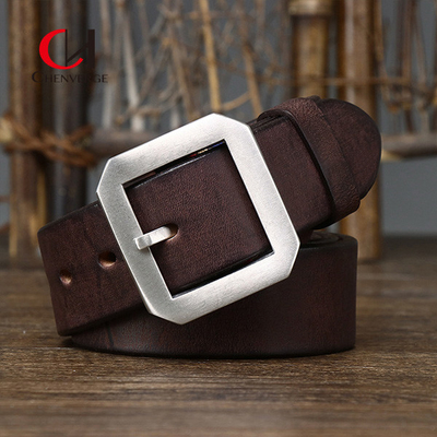 120cm Length Genuine Leather Belt With Smooth Strap Solid Pattern