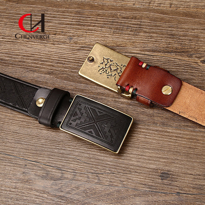 Standard Width Genuine Leather Belt For Professional Occasion First Layer Of Cowhide