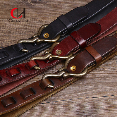 High Durability Black Genuine Leather Belt With Zinc Alloy Buckle