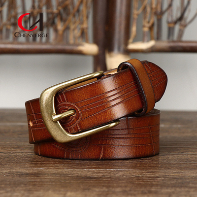 Business Genuine Leather Belt With Zinc Alloy Buckle 100cm Length Brown