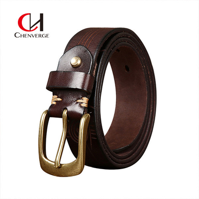 Business Genuine Leather Belt With Zinc Alloy Buckle 100cm Length Brown