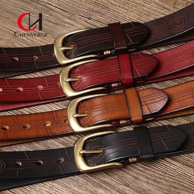 Business Genuine Leather Belt With Zinc Alloy Buckle 100cm Length Brown