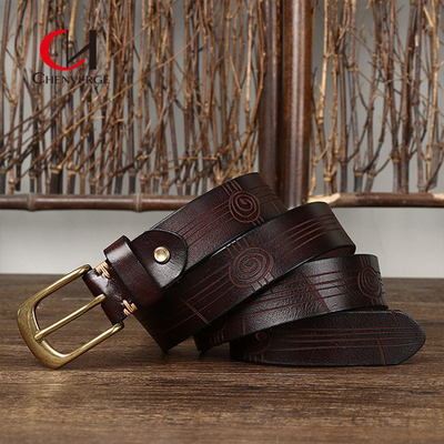 Business Genuine Leather Belt With Zinc Alloy Buckle 100cm Length Brown