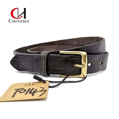 Width 28mm Braided Leather Belt Crocodile Pattern Multipurpose