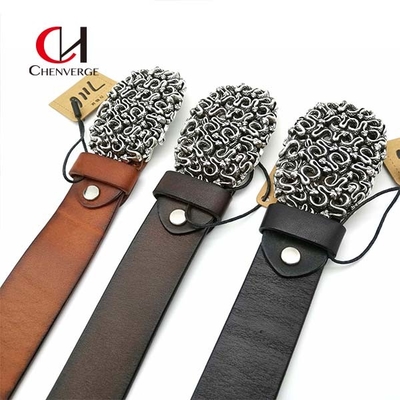 Width 38mm Genuine Leather Ratchet Belt Casual Style For Men