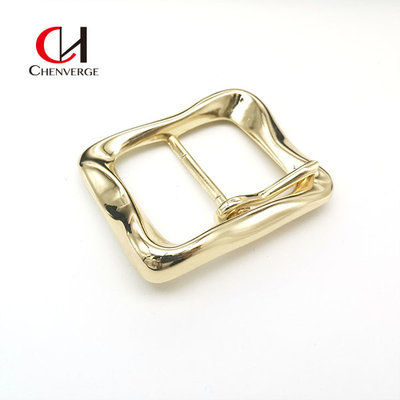 40mm Zinc Alloy Belt Buckle Gold Wavy Asymmetrical Bright Face Ladies