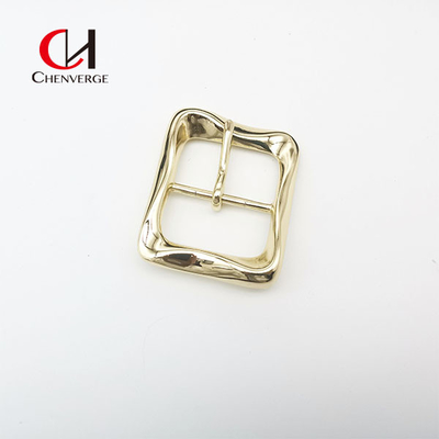 40mm Zinc Alloy Belt Buckle Gold Wavy Asymmetrical Bright Face Ladies