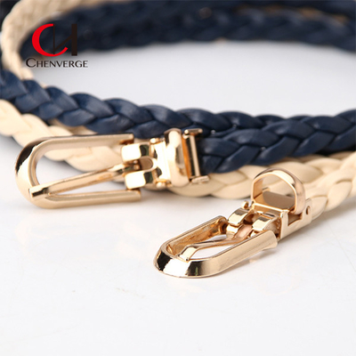 Women'S Woven Thin Waist Belt Matching Dress Suit Needle Buckle Belt