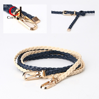 Women'S Woven Thin Waist Belt Matching Dress Suit Needle Buckle Belt