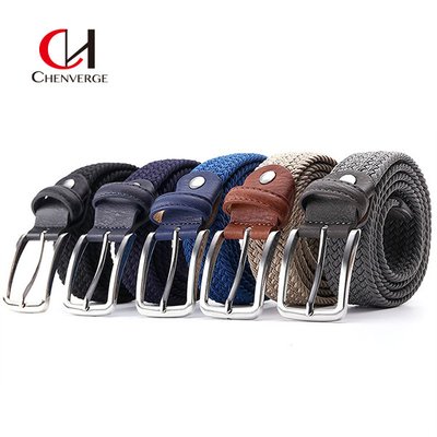 Fashion Woven Elastic Belt Pin Buckle Zinc Alloy Green Color