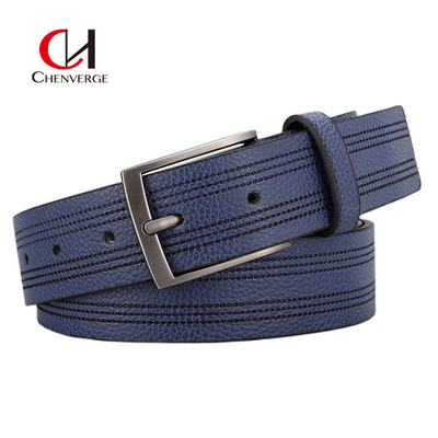 3.5cm Width Men's Leather Belts Zinc Alloy Pin Buckle Business Casual Belt