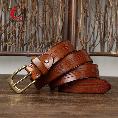 Business Genuine Leather Belt With Zinc Alloy Buckle 100cm Length Brown